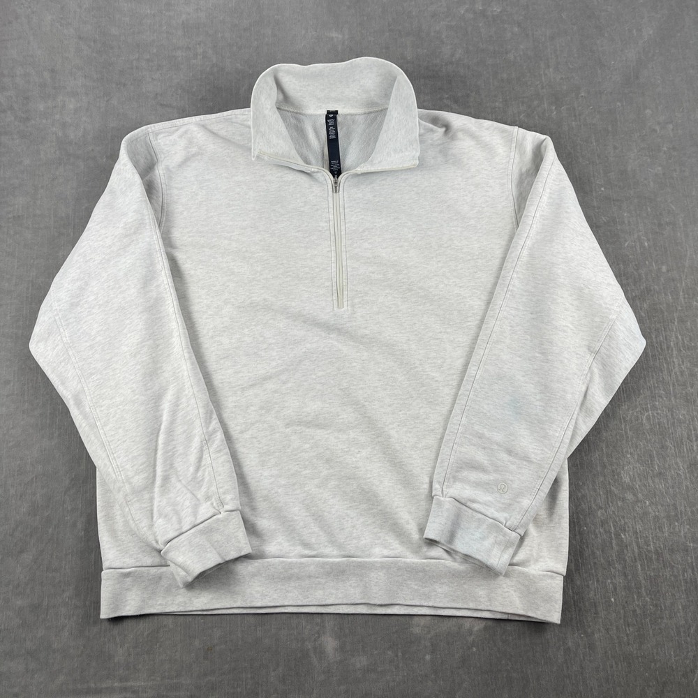 Lululemon Men's Large French Terry Half Zip Sweatshirt Heather Gray Pullover